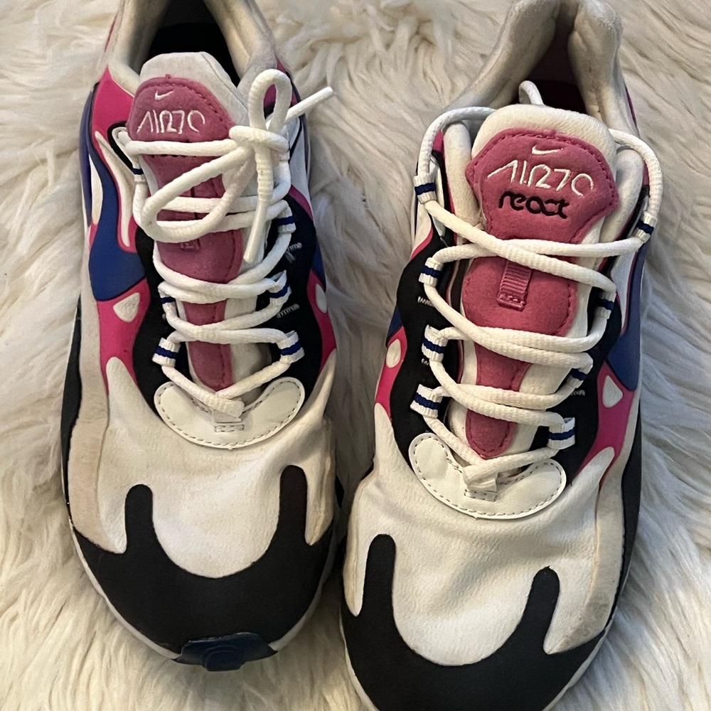 Nike Air Max 270 React Pink Blue and Black Sneakers